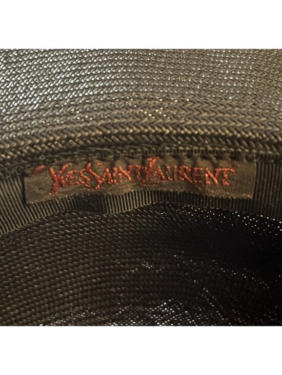 Rare, archival 1970s Yves Saint Laurent womens black wide brim straw sun hat